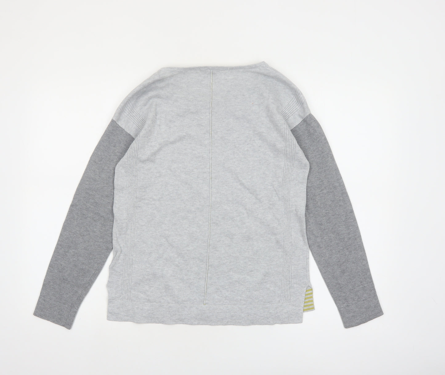 White Stuff Womens Grey Round Neck Cotton Blend Jumper Size 8