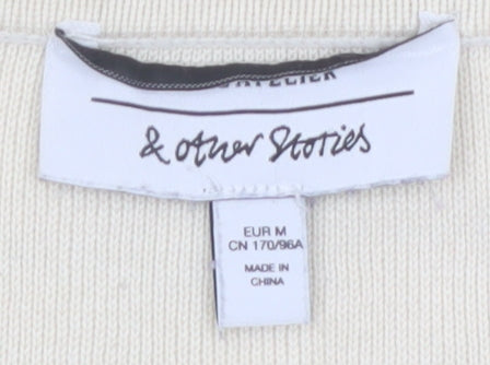 & Other Stories Women Ivory Striped Collared Pullover Jumper Size 12