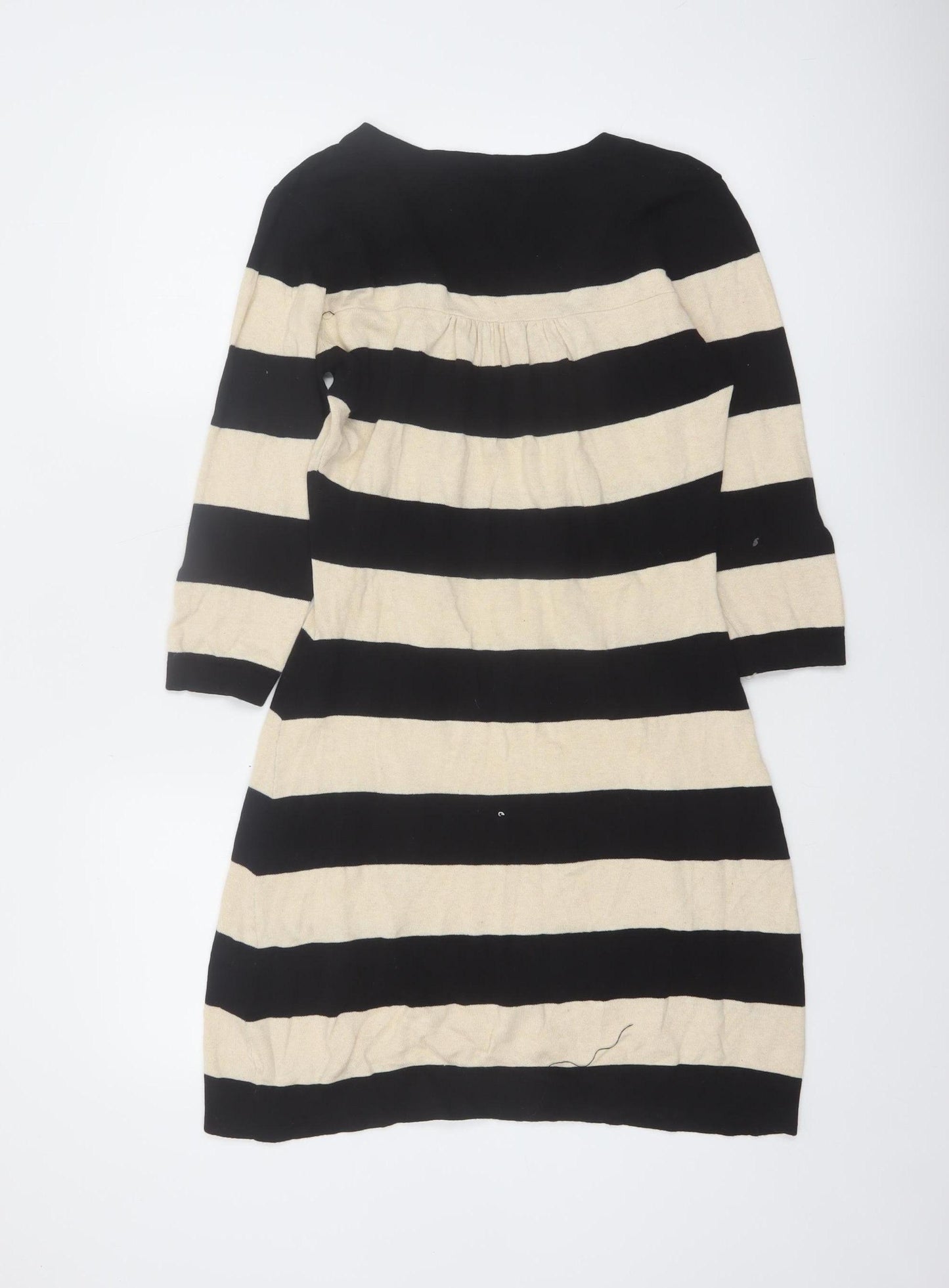 Selection Women's Black Beige Striped Knit Shift Dress M