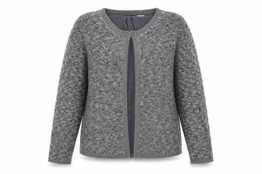 Front view of La Redoute Women’s Grey Open Front Cardigan UK 12 Acrylic Knit