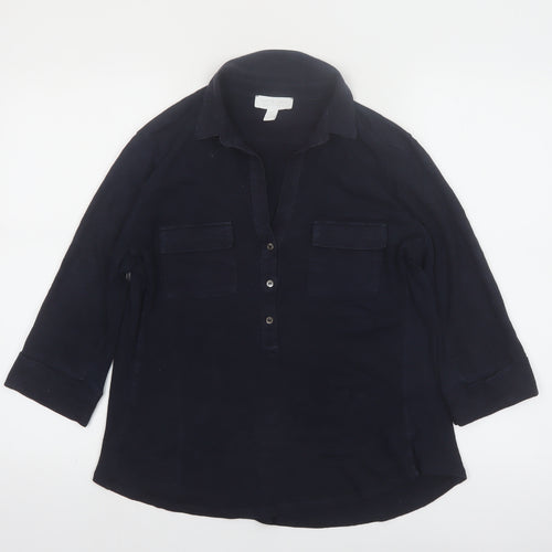 The White Company Women’s Blue 3/4 Sleeve Cotton Button-Up Tunic Size 12