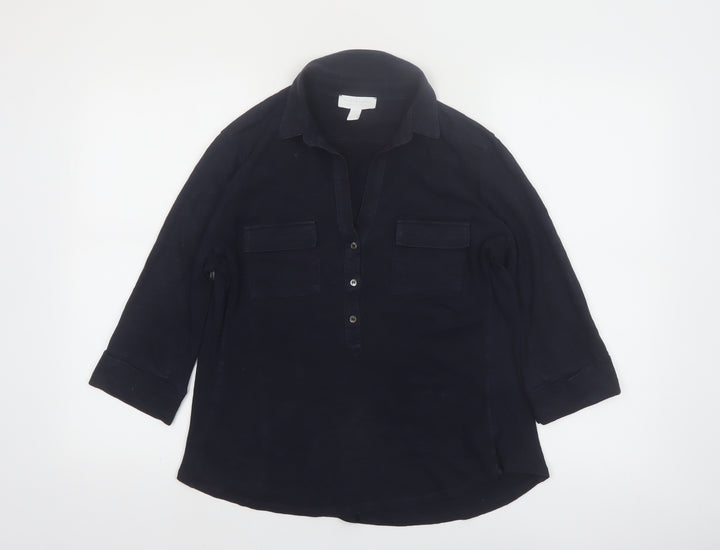 The White Company Women’s Blue 3/4 Sleeve Cotton Button-Up Tunic Size 12