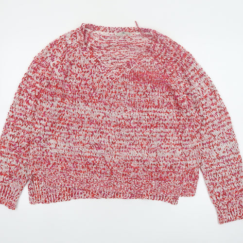 Tu Women’s Red Knit Jumper Size 16 Acrylic Polyester V-Neck