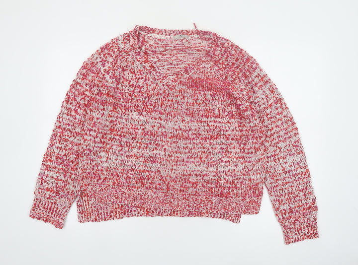 Tu Women’s Red Knit Jumper Size 16 Acrylic Polyester V-Neck