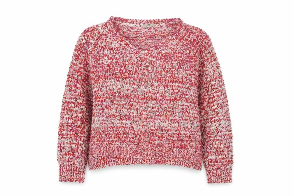Front view of Tu Women’s Red Knit Jumper, size UK 16, Acrylic Polyester V-Neck
