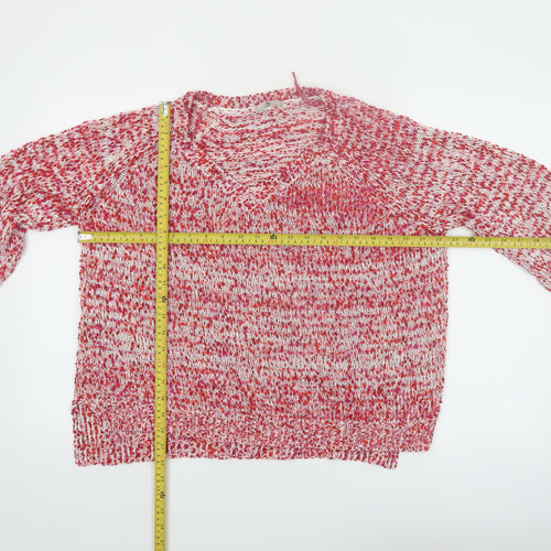 Tu Women’s Red Knit Jumper Size 16 Acrylic Polyester V-Neck