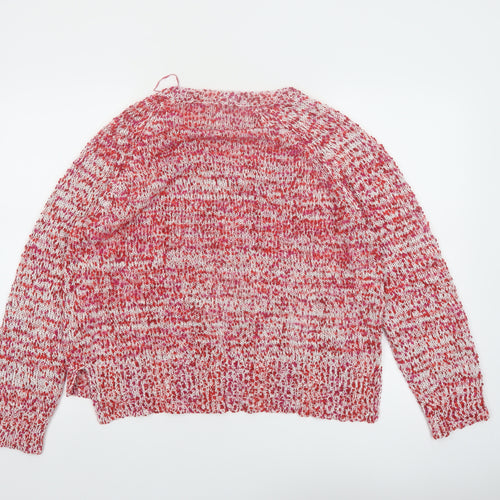 Tu Women’s Red Knit Jumper Size 16 Acrylic Polyester V-Neck
