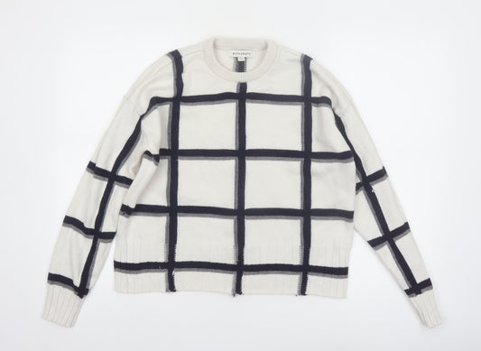 Marks and Spencer Autograph Women’s White Check Merino Wool Pullover Jumper M