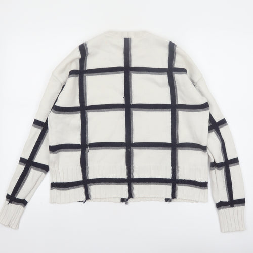 Marks and Spencer Autograph Women’s White Check Merino Wool Pullover Jumper M