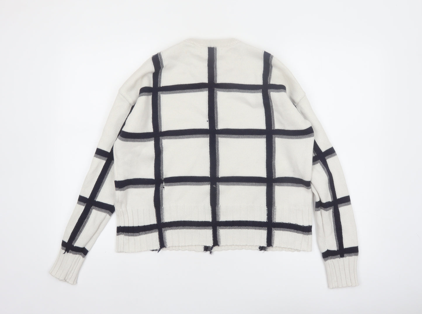 Marks and Spencer Autograph Women’s White Check Merino Wool Pullover Jumper M