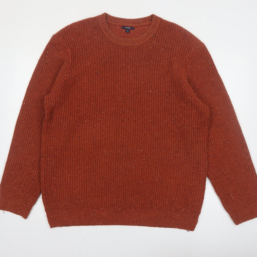 Kiabi Men's Brown 2XL Chunky Knit Wool Blend Pullover Jumper