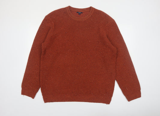 Kiabi Men's Brown 2XL Chunky Knit Wool Blend Pullover Jumper