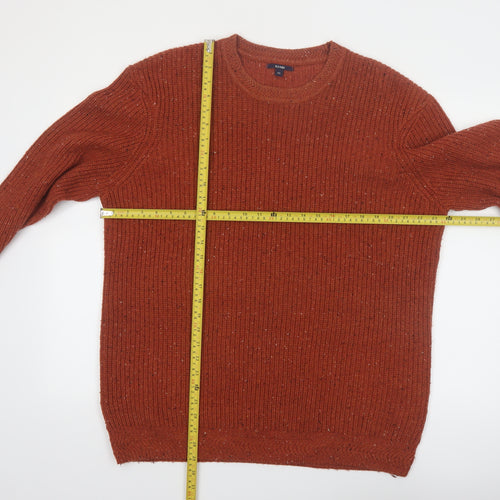 Kiabi Men's Brown 2XL Chunky Knit Wool Blend Pullover Jumper