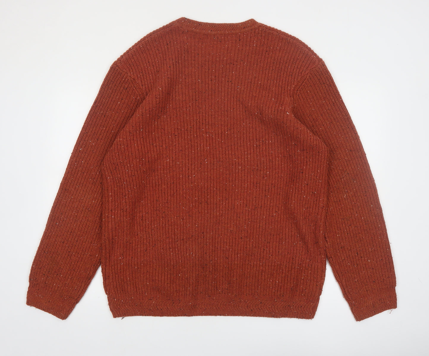 Kiabi Men's Brown 2XL Chunky Knit Wool Blend Pullover Jumper