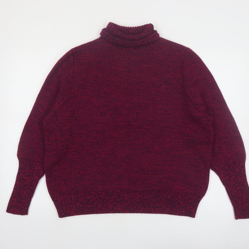 Icebreaker Women's Red Wool Roll Neck Chunky Knit Jumper M