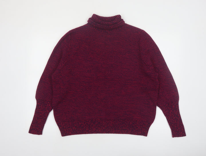 Icebreaker Women's Red Wool Roll Neck Chunky Knit Jumper M