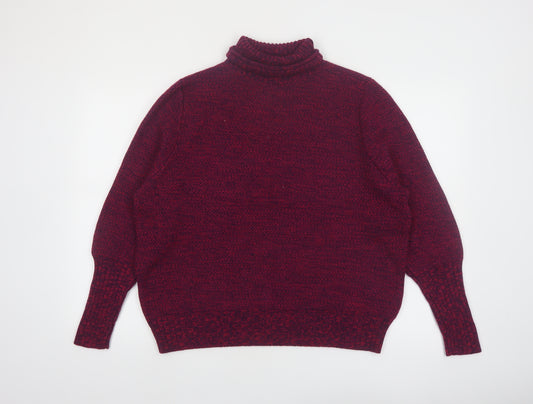 Icebreaker Women's Red Wool Roll Neck Chunky Knit Jumper M