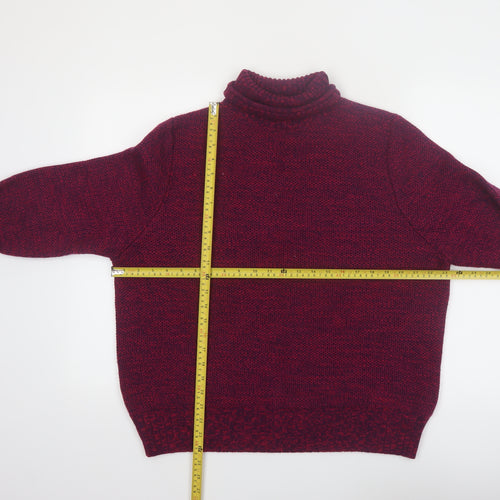 Icebreaker Women's Red Wool Roll Neck Chunky Knit Jumper M