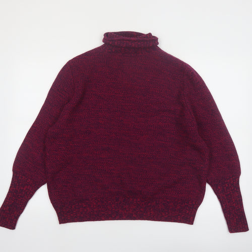 Icebreaker Women's Red Wool Roll Neck Chunky Knit Jumper M