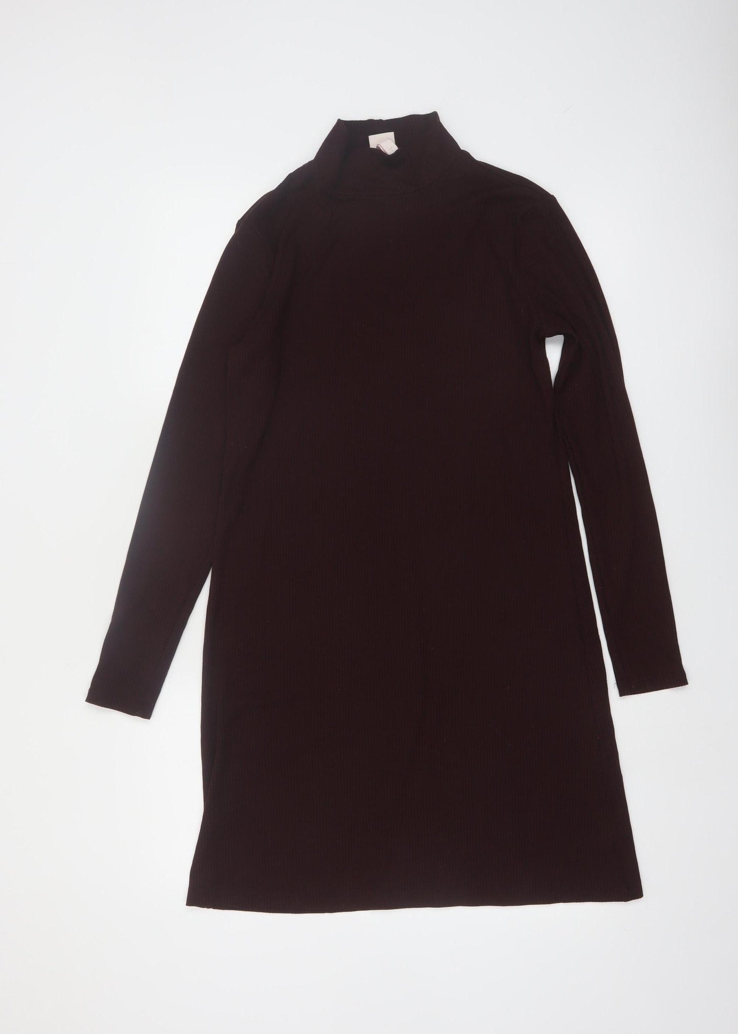H&M Women’s Brown Long Sleeve High Neck Shift Dress Size S