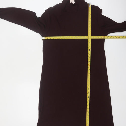 H&M Women’s Brown Long Sleeve High Neck Shift Dress Size S