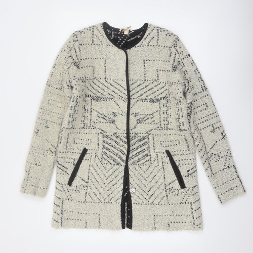 Esprit Women Beige Geometric Cardigan Wool Blend Size S