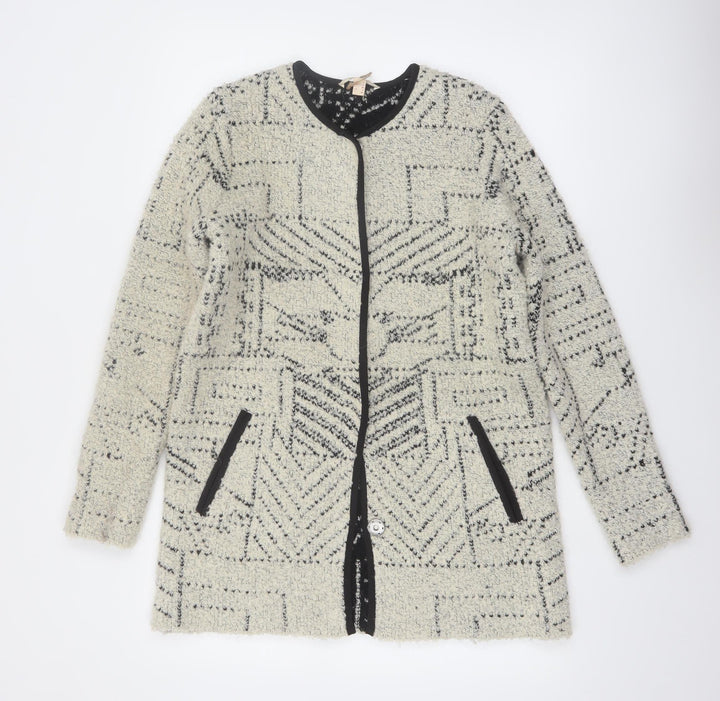 Esprit Women Beige Geometric Cardigan Wool Blend Size S