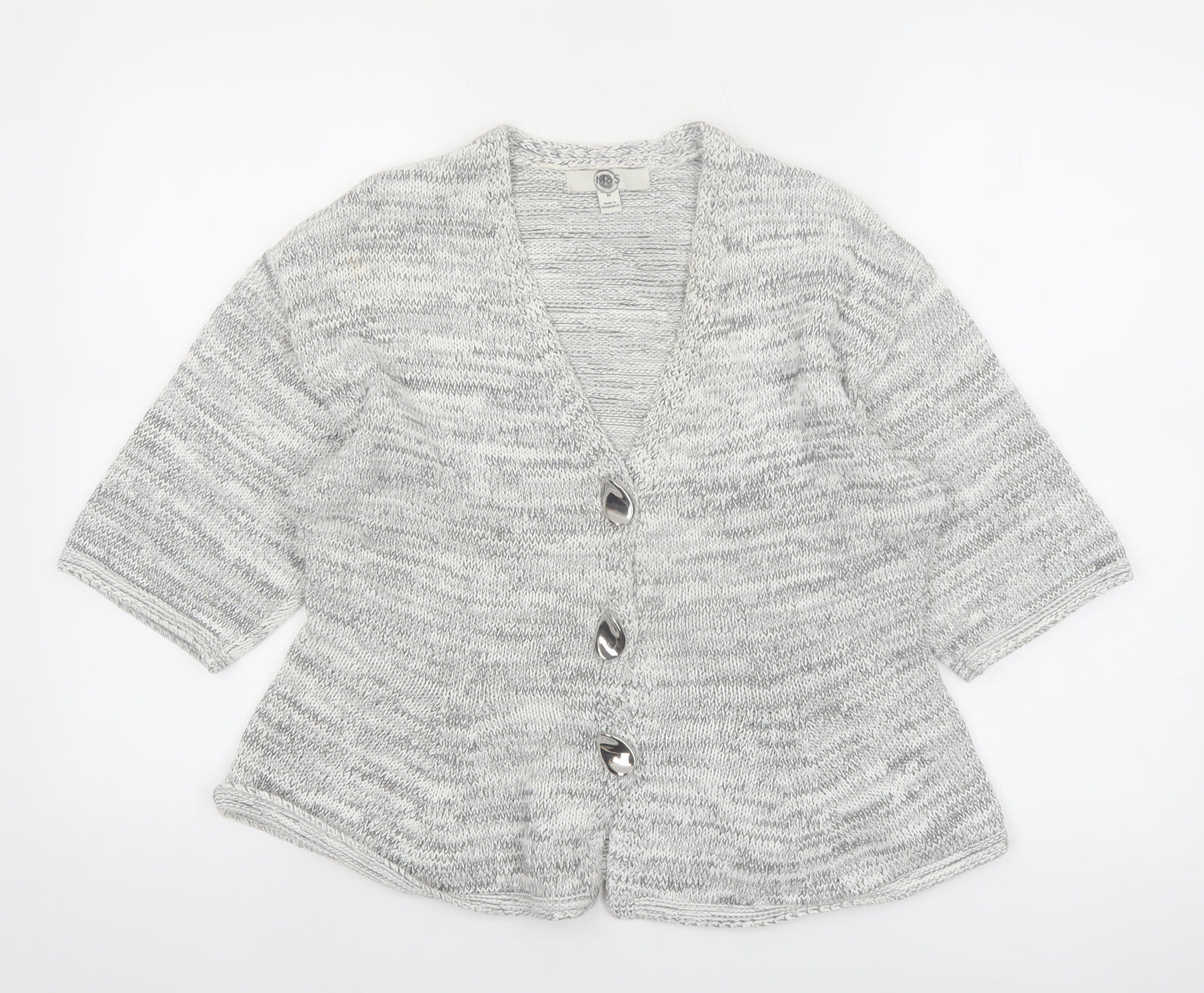 Marks and Spencer Womens Grey Knit 3/4 Sleeve Cardigan M