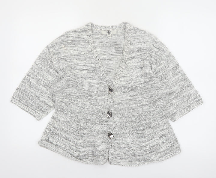Marks and Spencer Womens Grey Knit 3/4 Sleeve Cardigan M