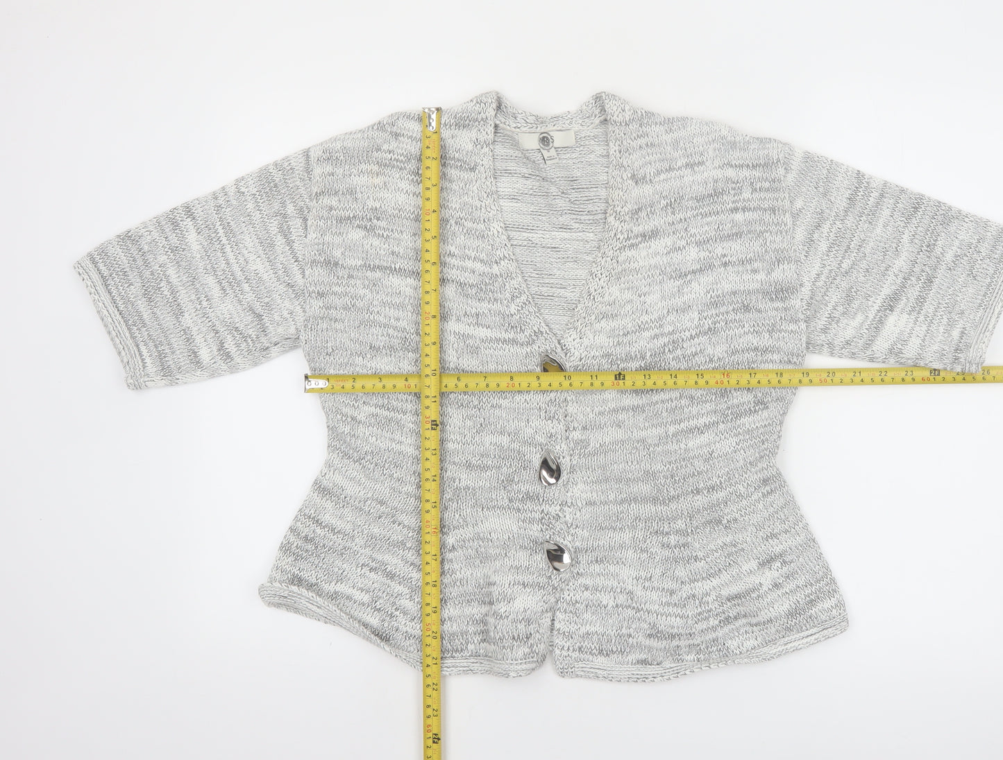 Marks and Spencer Womens Grey Knit 3/4 Sleeve Cardigan M