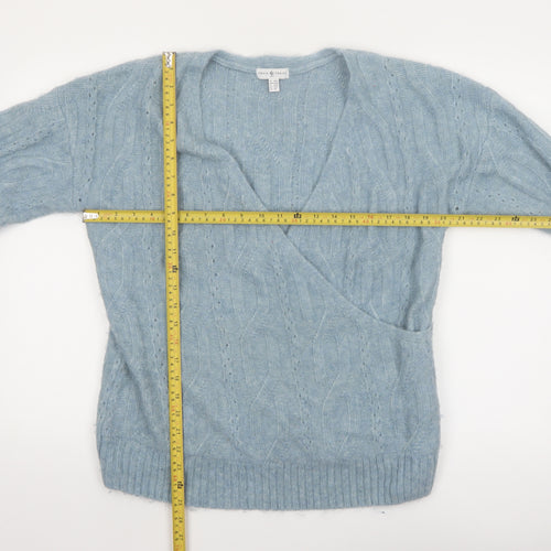 Envie de Fraise Women Blue Cable-Knit Wrap Jumper Size 10/12