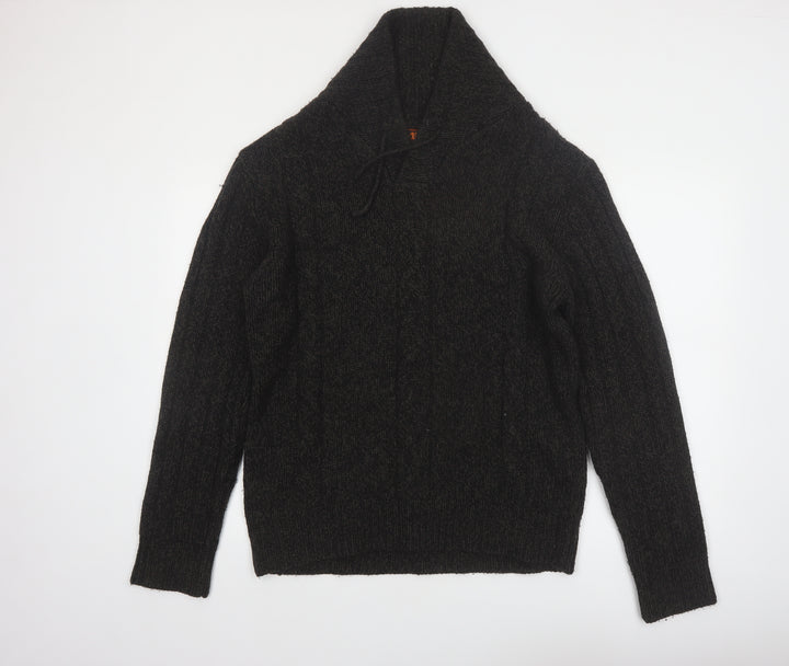 No Fear Men’s Black Cable-Knit Roll Neck Pullover Jumper Size L