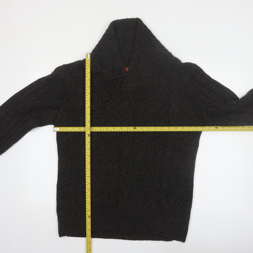 No Fear Men’s Black Cable-Knit Roll Neck Pullover Jumper Size L