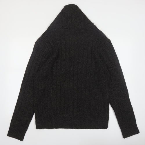 No Fear Men’s Black Cable-Knit Roll Neck Pullover Jumper Size L