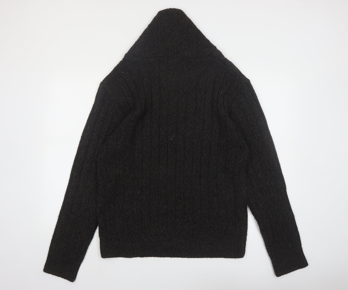 No Fear Men’s Black Cable-Knit Roll Neck Pullover Jumper Size L