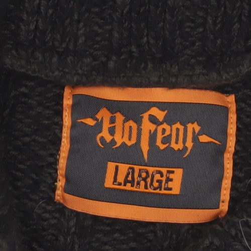 No Fear Men’s Black Cable-Knit Roll Neck Pullover Jumper Size L