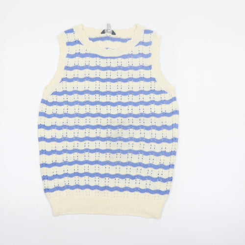 Joules Women’s Blue Striped Sleeveless Knit Tank Top UK 12
