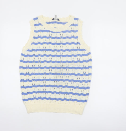 Joules Women’s Blue Striped Sleeveless Knit Tank Top UK 12