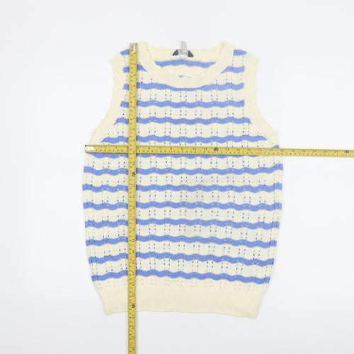 Joules Women’s Blue Striped Sleeveless Knit Tank Top UK 12
