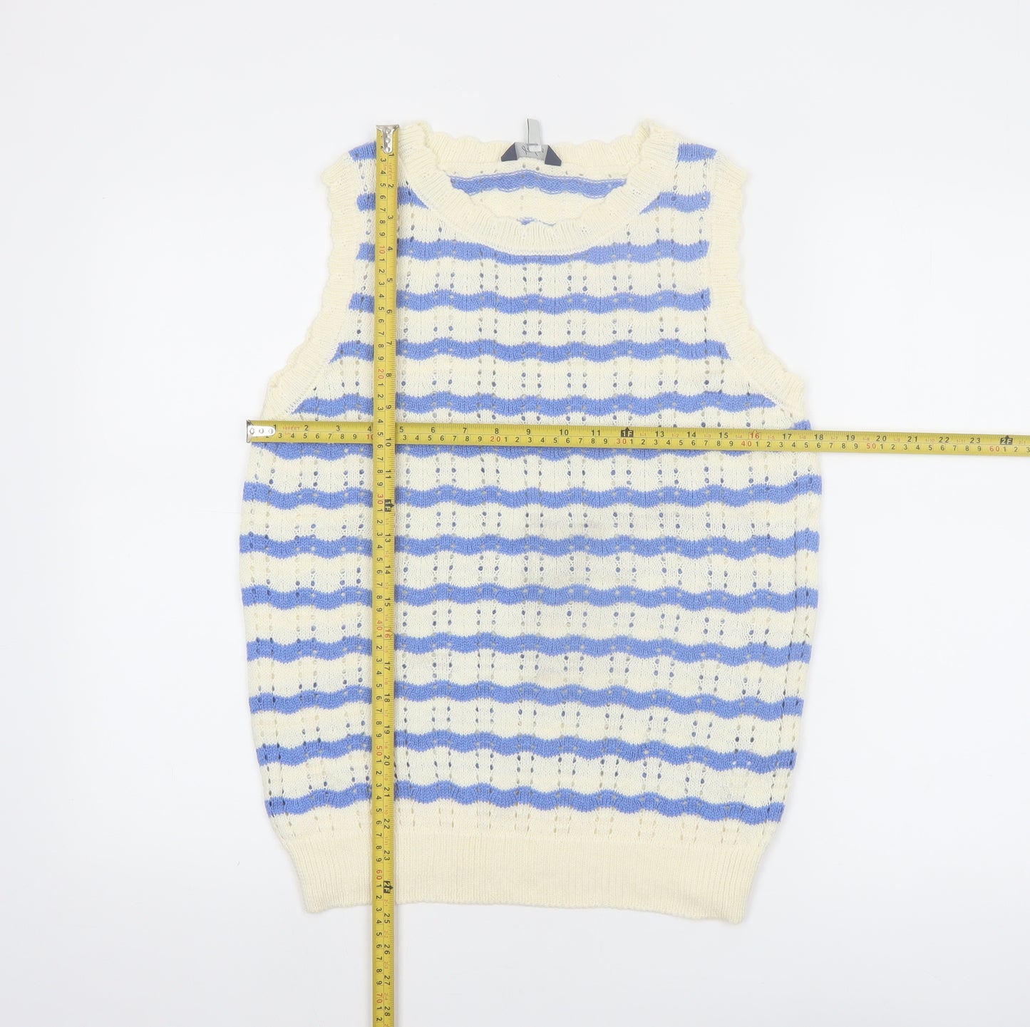 Joules Women’s Blue Striped Sleeveless Knit Tank Top UK 12