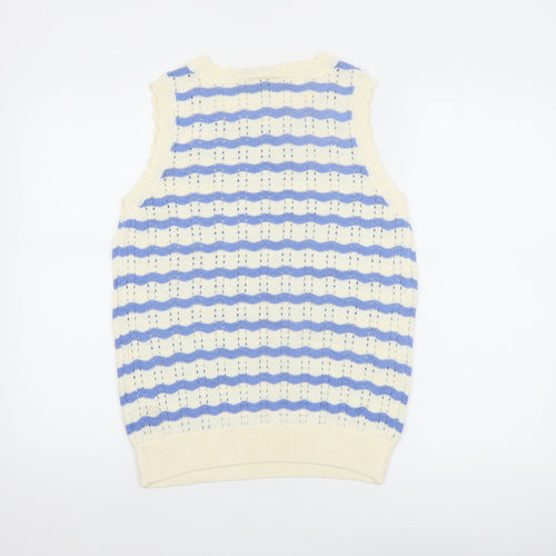 Joules Women’s Blue Striped Sleeveless Knit Tank Top UK 12