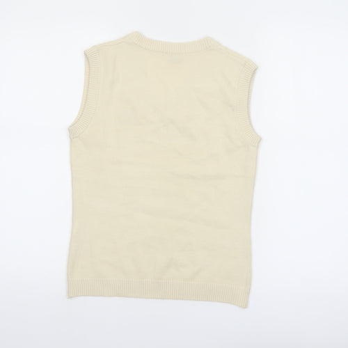 Disney Womens Beige Mickey Knit V-Neck Sleeveless Vest L
