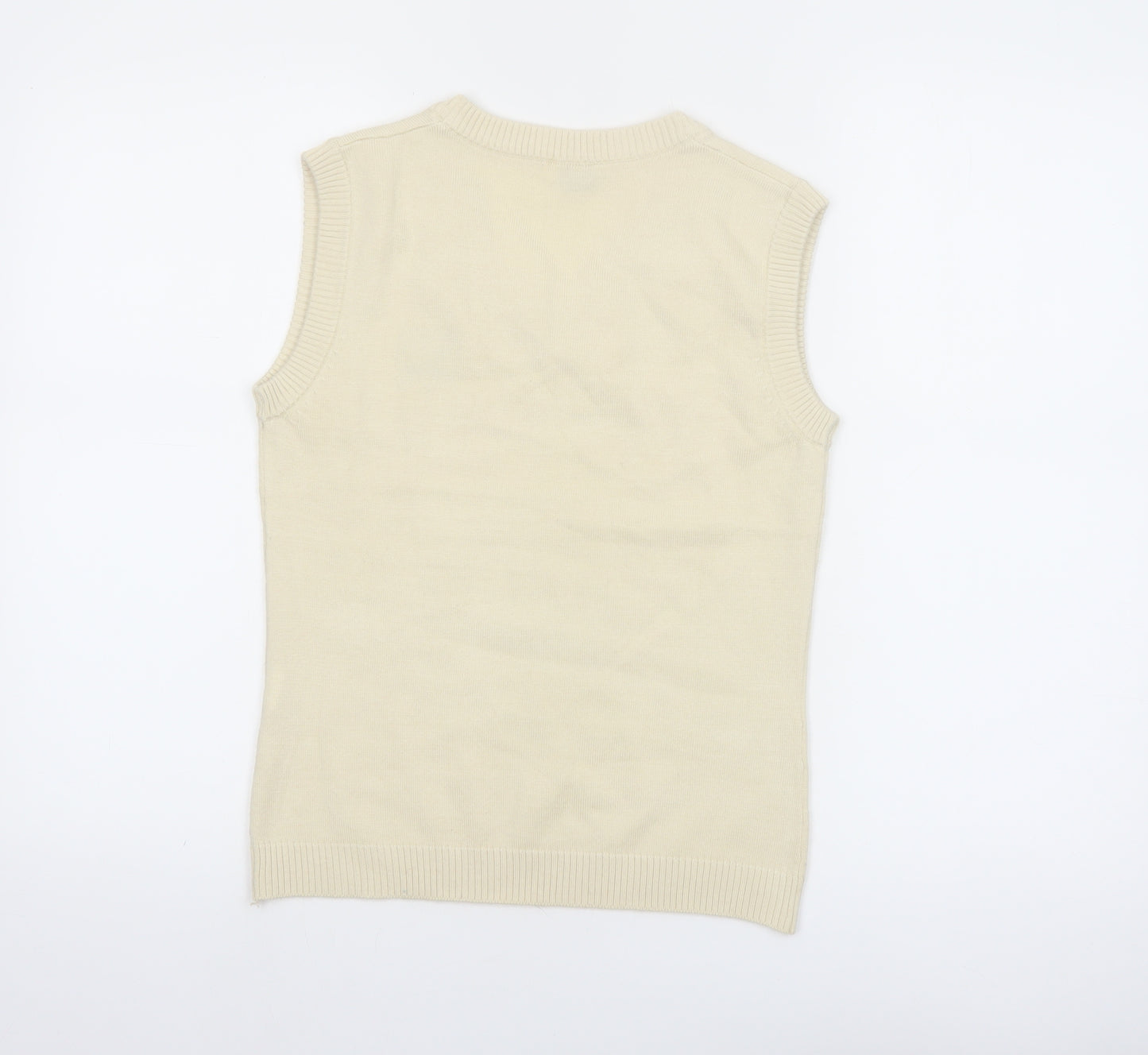Disney Womens Beige Mickey Knit V-Neck Sleeveless Vest L