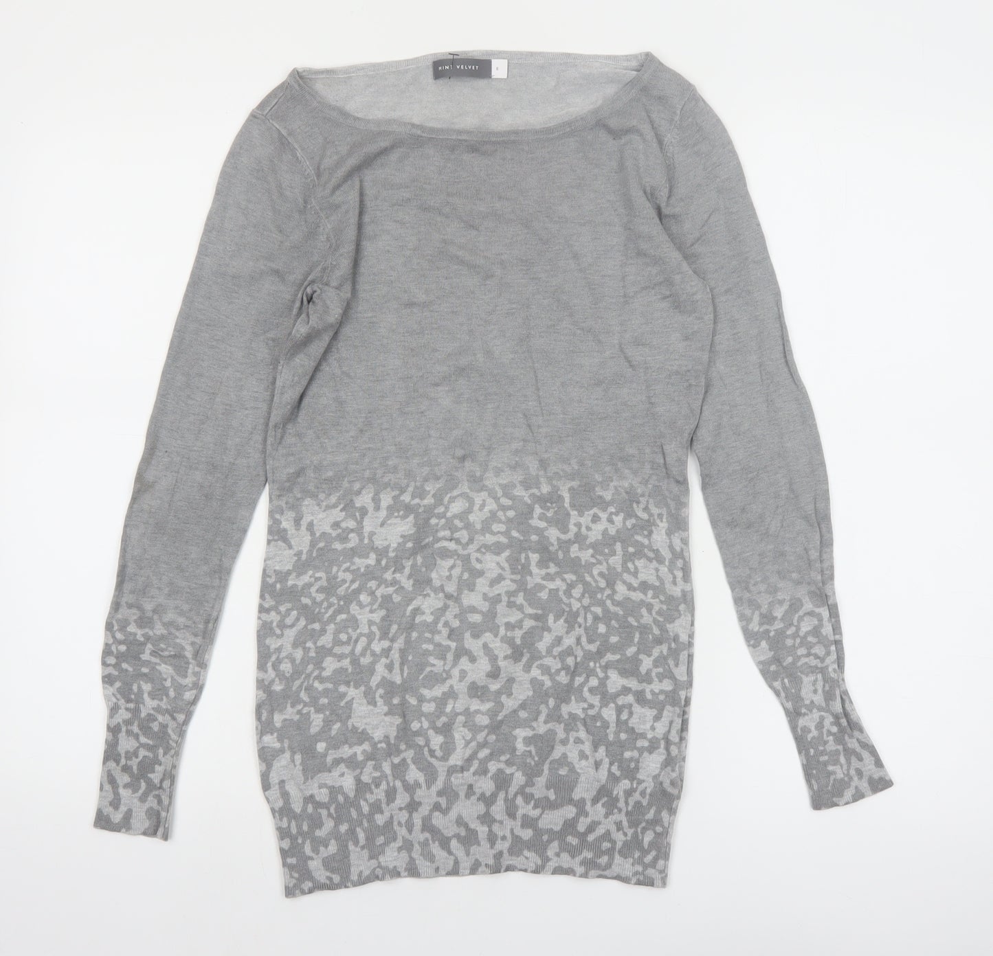 Mint Velvet Women’s Grey Animal Print Knit Jumper Size 8