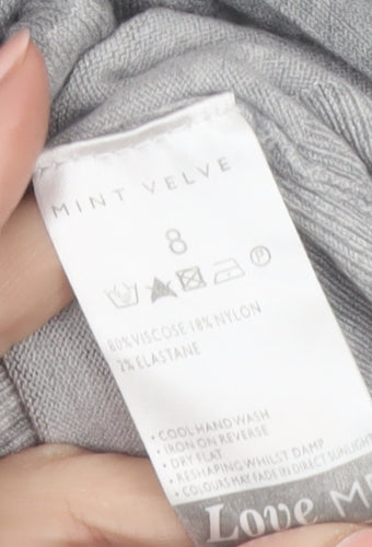 Mint Velvet Women’s Grey Animal Print Knit Jumper Size 8