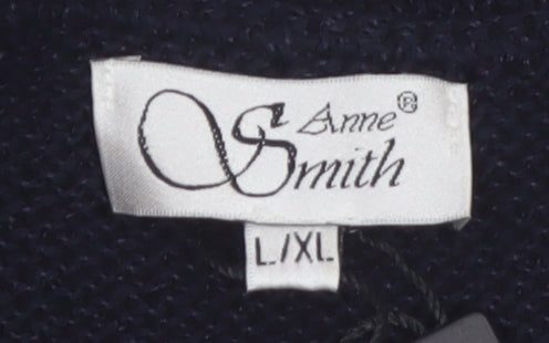 Anne Smith Womens Black Sequin Short Sleeve Knit Pullover Jumper L/XL