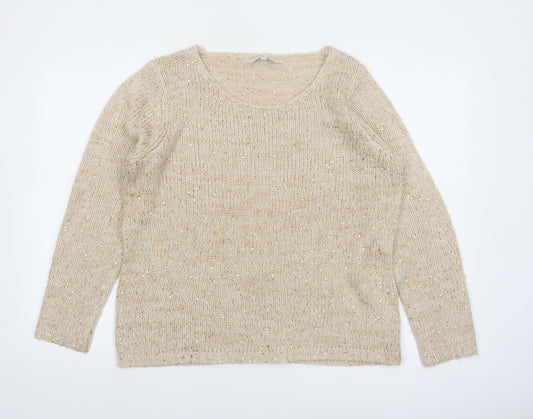 Debenhams Women’s Beige Sequin Knit Pullover Jumper Size 16