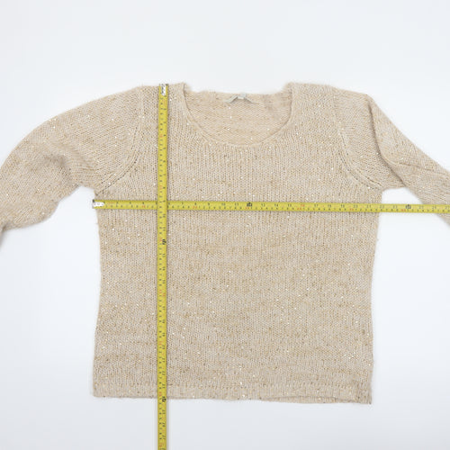 Debenhams Women’s Beige Sequin Knit Pullover Jumper Size 16