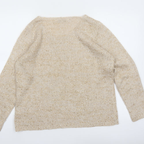 Debenhams Women’s Beige Sequin Knit Pullover Jumper Size 16