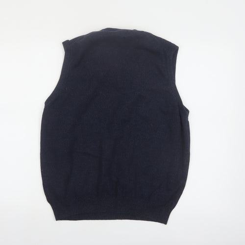 Marks and Spencer Men's Blue Cotton V-Neck Sleeveless Vest M